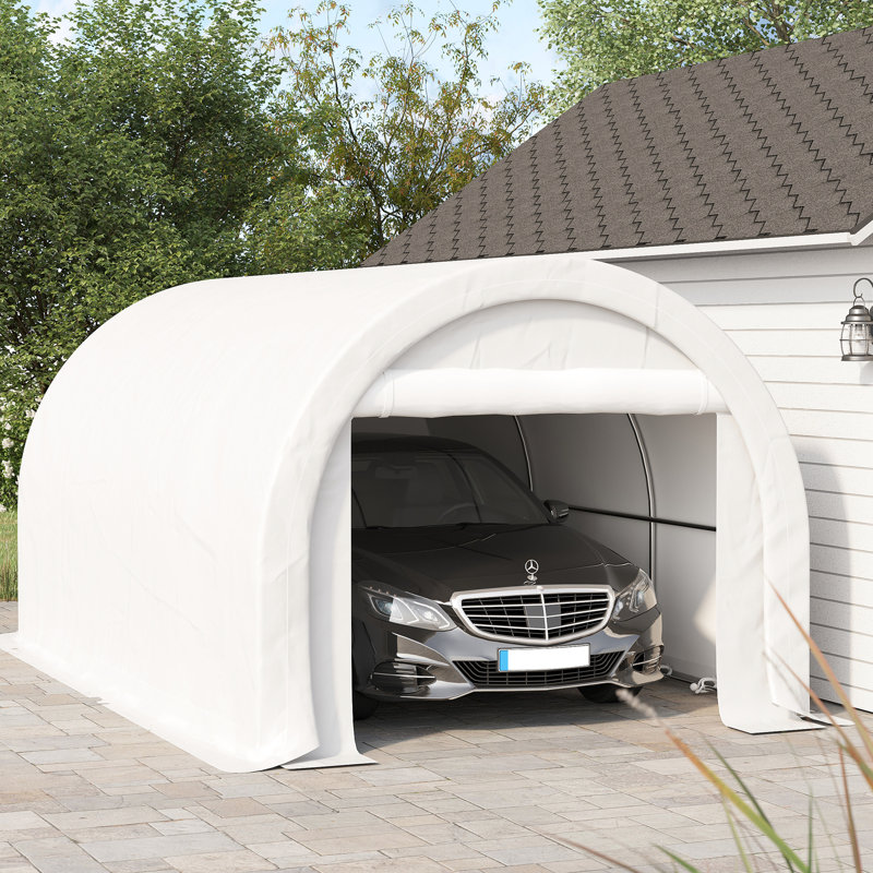 Grande porte à fermeture à glissière pour 10 pi x 16 pi - auvent pour objets multiples, structure en acier galvanisé stable, entrée pour garage blanc divers, robuste