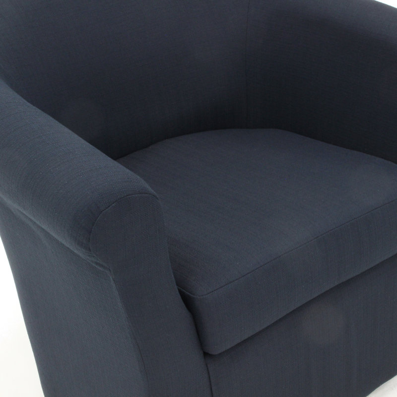 Anstett Upholstered Swivel Barrel Chair, Klein Midnight Basketweave