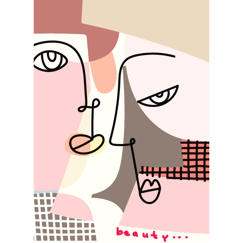 Elegant Minimalist faces - Art mural sur toile tendue, H 16 po x l 12 po x P 1 po