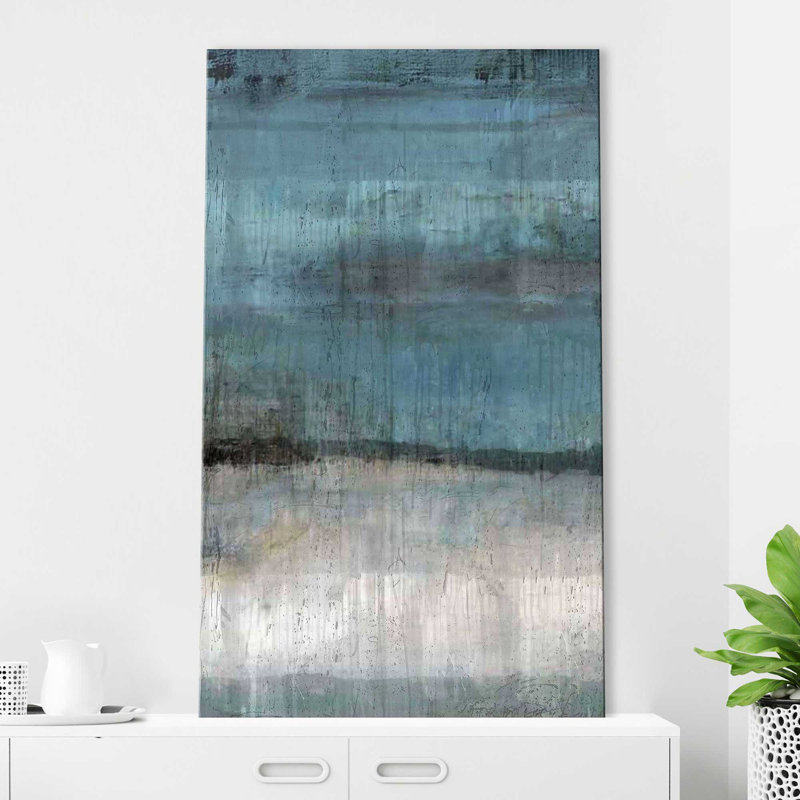 Étude en bleu clair par - Peinture, Toile tendue, H 30 po x l 18 po x P 1 po