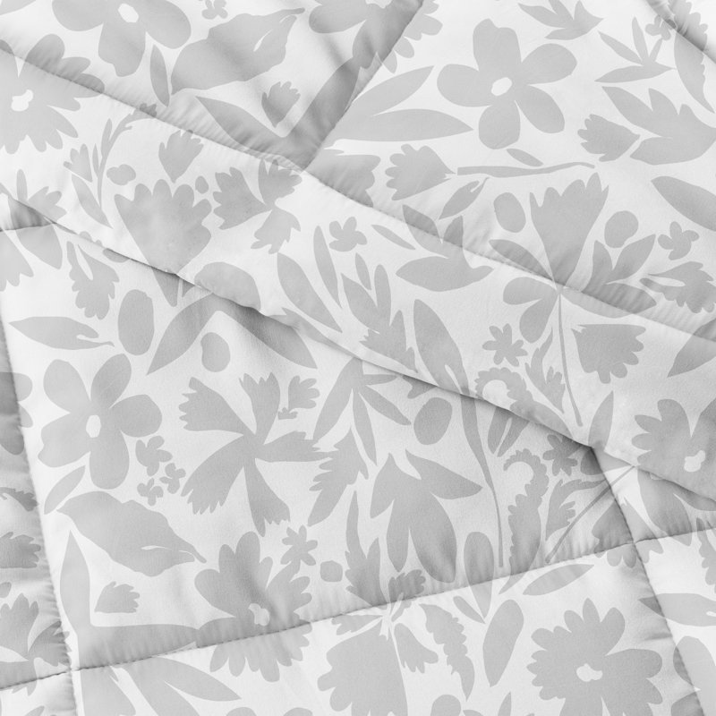Twin Light Gray Microfiber Down Alternative Reversible Bedspread Set