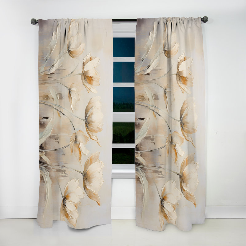Symphonie I - rideau floral obscurcissant tulipe beige - 1 panneau, L 52 po x L 108 po