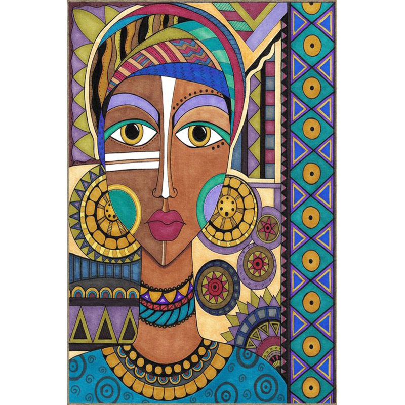 Tapis de sol géométrique tissé en paille pour femme, Rectangle 2 pi 4 po x 4 pi