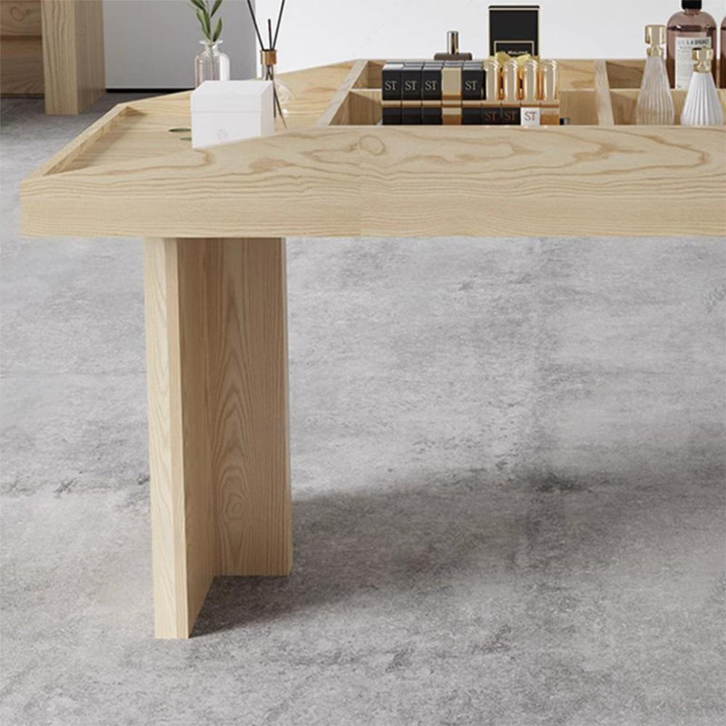 Table de présentation moderne en placage de bois, H 27,56 po x l 59,06 po x P 23,62 po, Burlywood