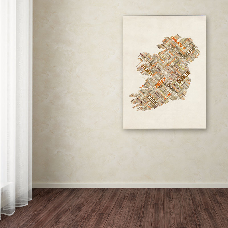 « ireland iii » par michael tompsett, art textuel sur toile tendue encadrée, H 32 po x l 22 po x P 2 po