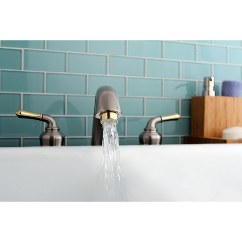 Kingston Brass Magellan Two-Handle 3-Hole Deck Mount Roman Tub Faucet, Brushed Nickel/Polished Brass
