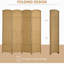 Room Divider 4 Panel, 5.6' Tall For Home. Natural Wood Theme With Hand-Woven Pattern. Versatile Partition. Made Frame & Polypropylene Webbing. Lightweight And Foldable. No Assembly Required Panel