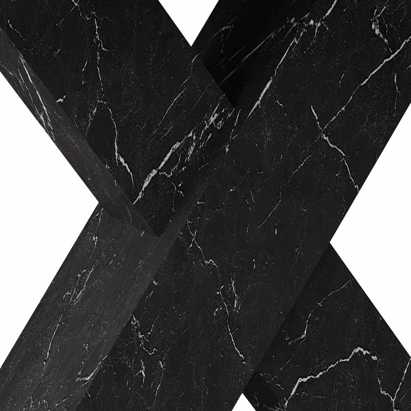 Hine Modern Dining Table, Extendable Dining Table, Faux Marble Table Top, Extension Table Top, Black, Black