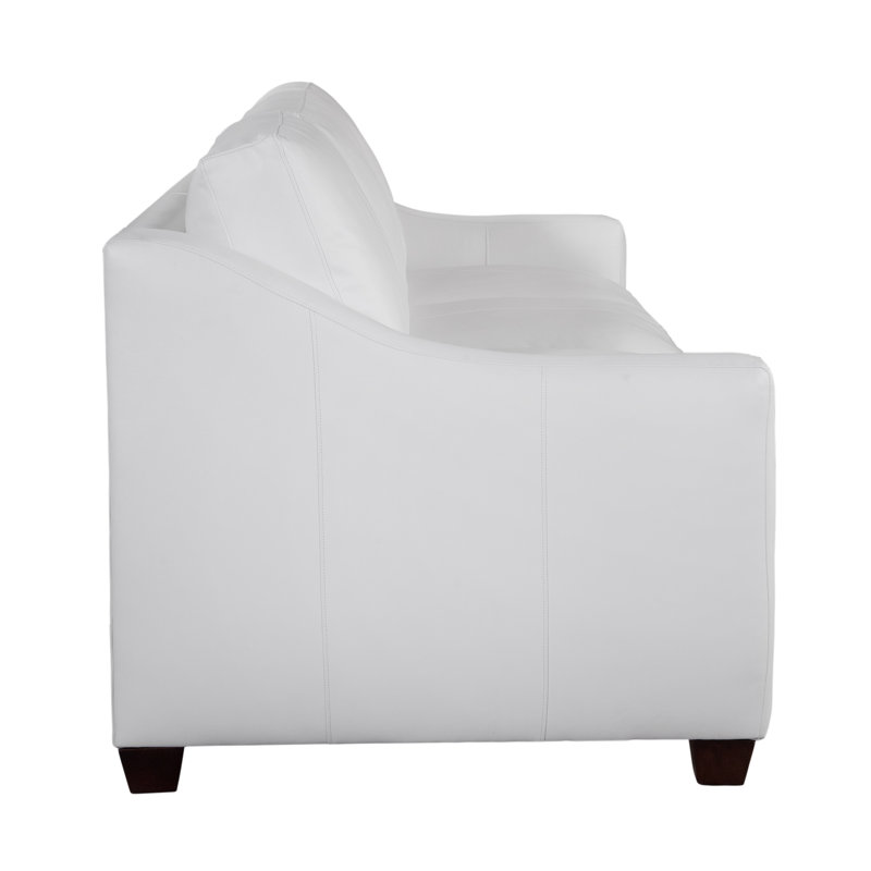 Canapé en cuir véritable 100 po Oliver, Noir, Blanc