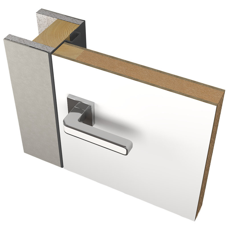 Primed White Solid Core Frameless Left-Handed Interior Door