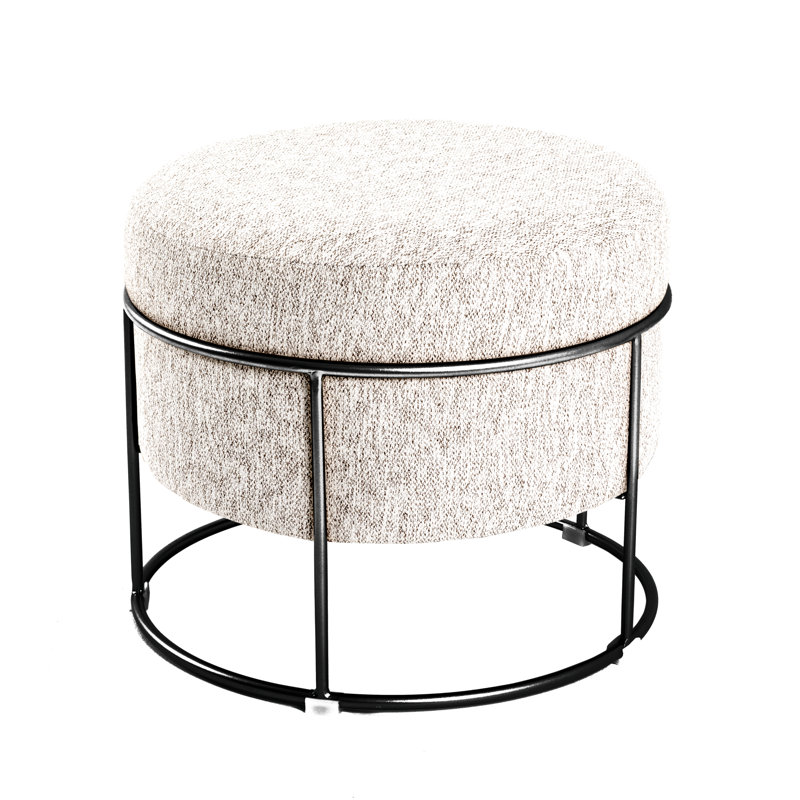 Carovilli Steel Accent Stool, Cream