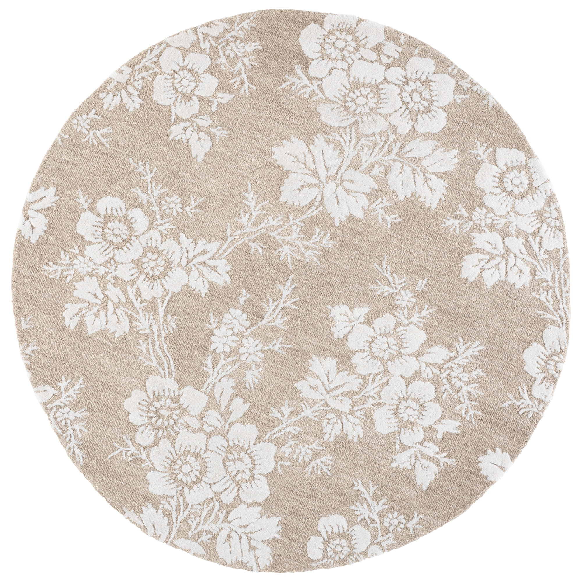 Glamour Hand Tufted Wool, Viscose Floral Indoor Rug, Round 6'