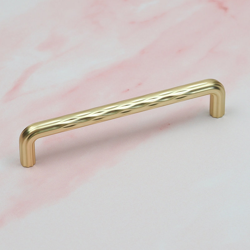 Brushed Brass Textured D-Bar Handles, 128mm