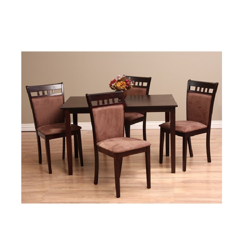 Shirlyn Solid Wood Top Four Leg Dining Set, Sugar Brown
