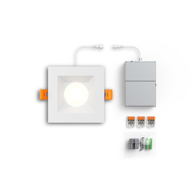 Luminaire encastré carré RGR de 4 pouces avec 5 CCT et gradation à chaud