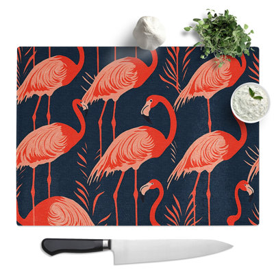 Flamingo Pattern Vol.1  Glass Chopping Board
