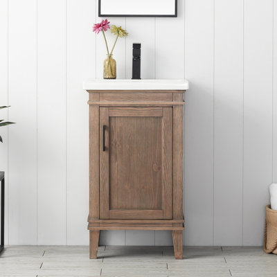 Ensemble de meuble-lavabo simple autoportant 20 po avec plateau en céramique Reynaldo