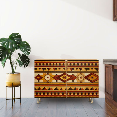 Sideboard Buffet Cabinet with Storage Aztec Navajo geometric seamless Native American Southwest print Ethnic with 2 Doors for Living Room and Kitchen