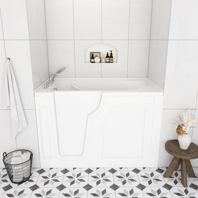 Baignoire à porte en acrylique blanche 55 po x 33 po avec siège