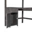 Lit mezzanine simple brun antique avec bureau en forme de U, rangement pour tablettes et porte-tiroirs