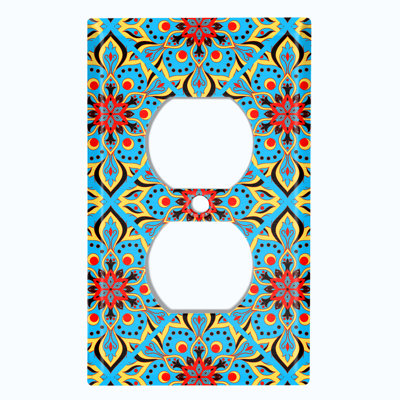 Carreau de mandala élégant bleu et rouge