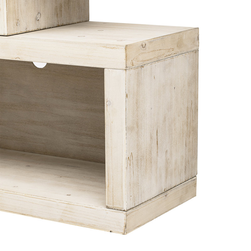 Console de style rétro (naturel) - 2 tablettes ouvertes pour présentation, symétrie géométrique naturelle, ajoute de la beauté à la décoration intérieure