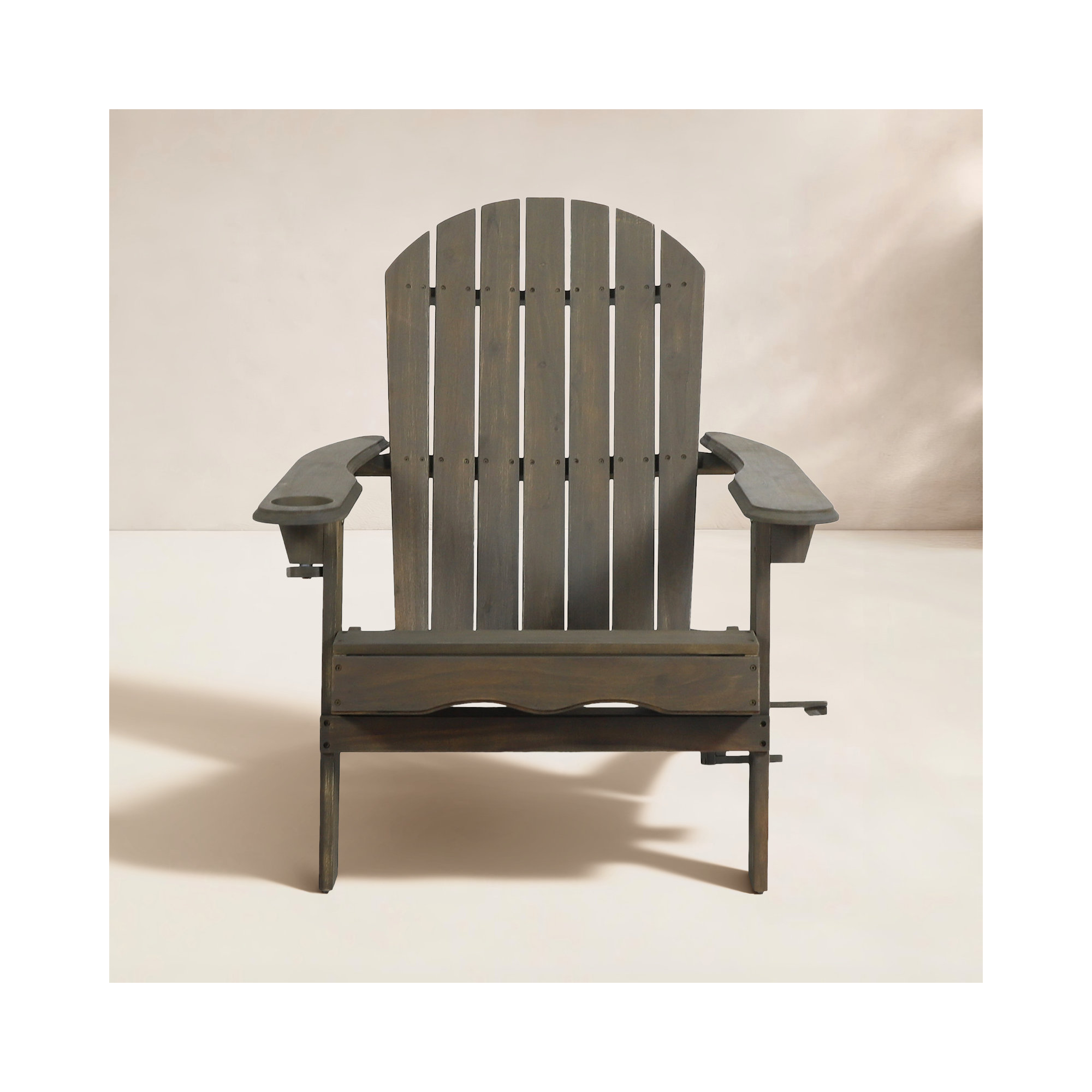 Teigan Solid Wood Folding Adirondack Chair, Gray