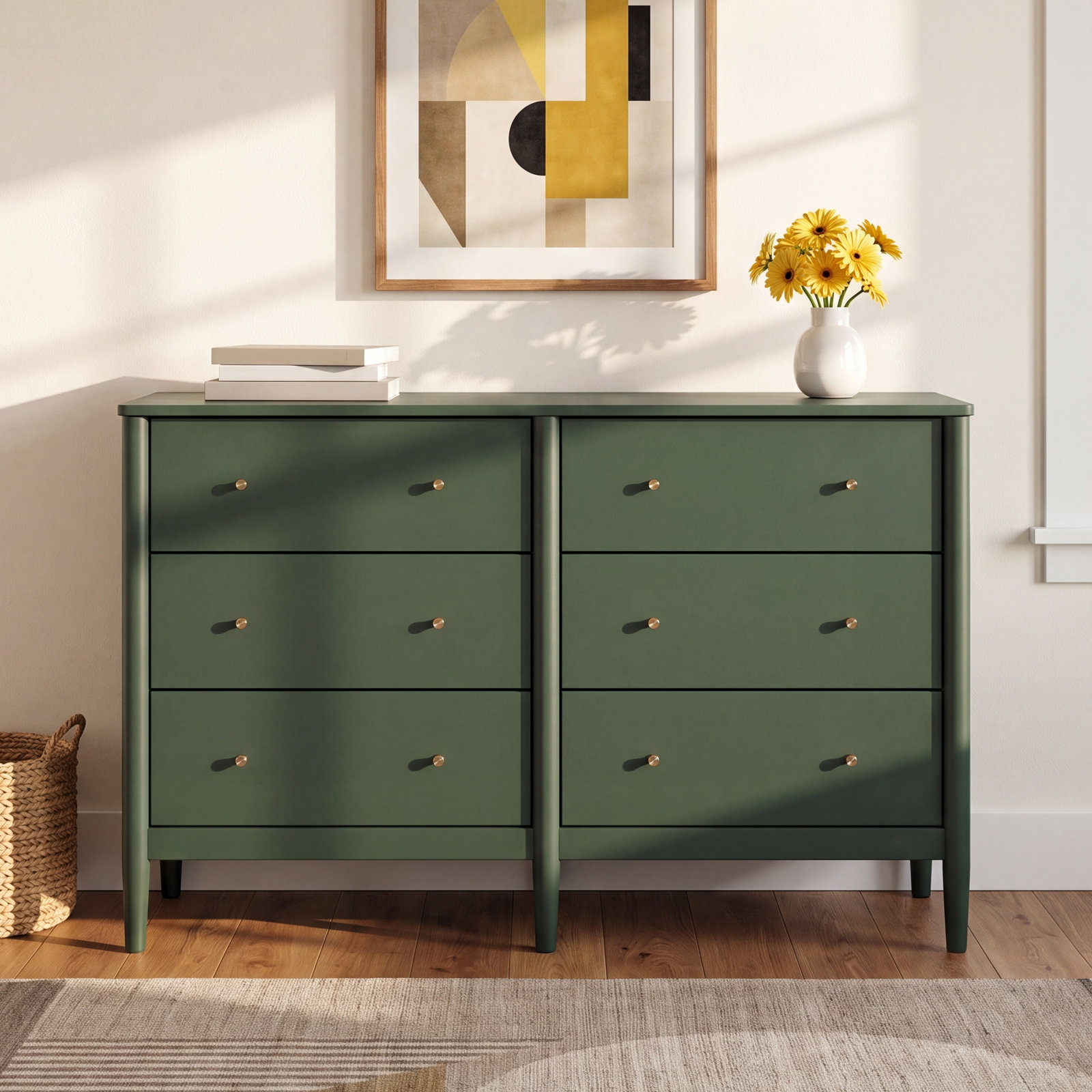 Frem 6-Drawer Dresser, Green