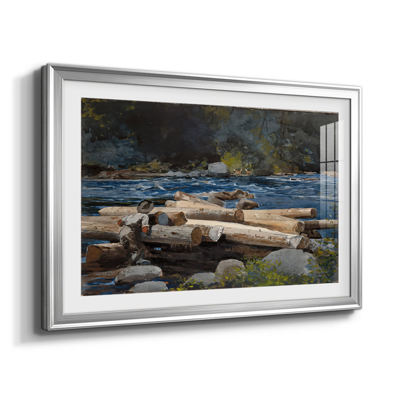 Hudson River, Logging-Winslow Homer, reproduction encadrée avec passe-partout et verre - 1897, 22,5 x 30,5, Argent