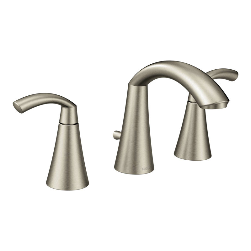 Glyde Widespread Bathroom Faucet with Drain Assembly, Brushed Nickel