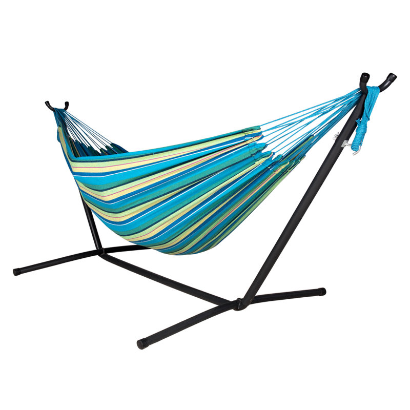 Hamac double classique avec support Dooltle Lazy Daze, Bleu / Jaune