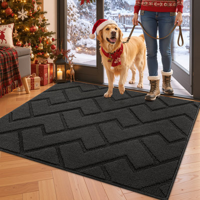Geometric Washable Non-Slip Low Profile Entryway Rug