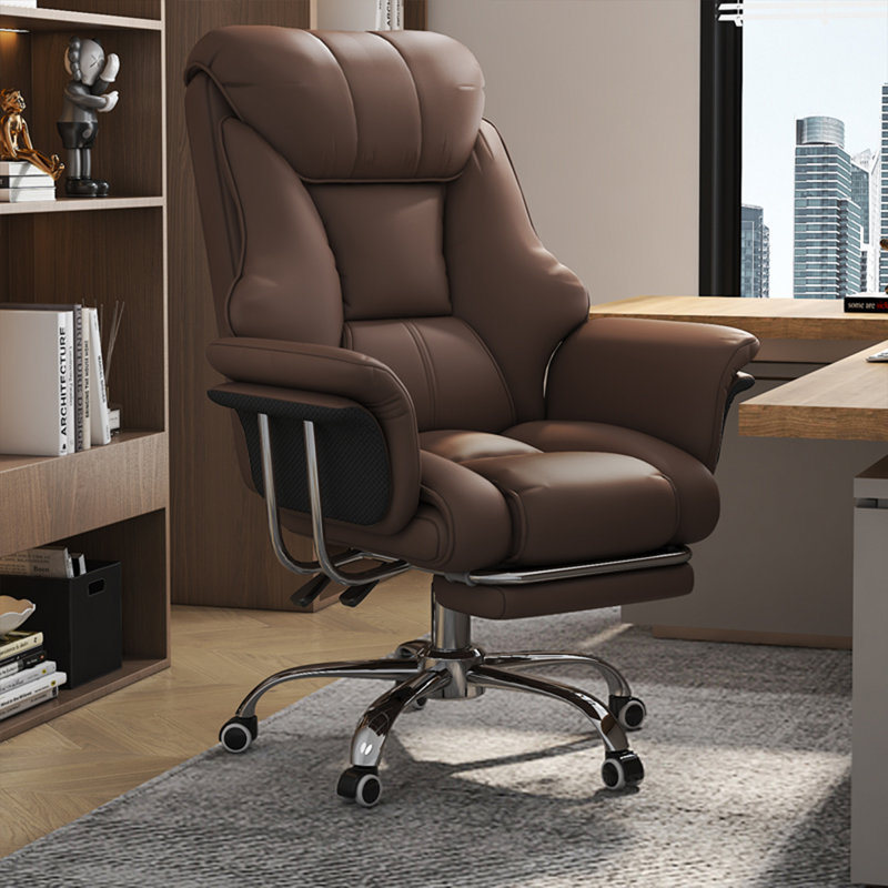 45.28"H Brown Premium Business Executive Chair, Reclinable High-Back Office Chair, Ergonomic Waist & Lumbar Support, Comfort Pressure Relief for All-Day Sitting, Multipurpose Single Seat for Office, Home Study & Daily Work