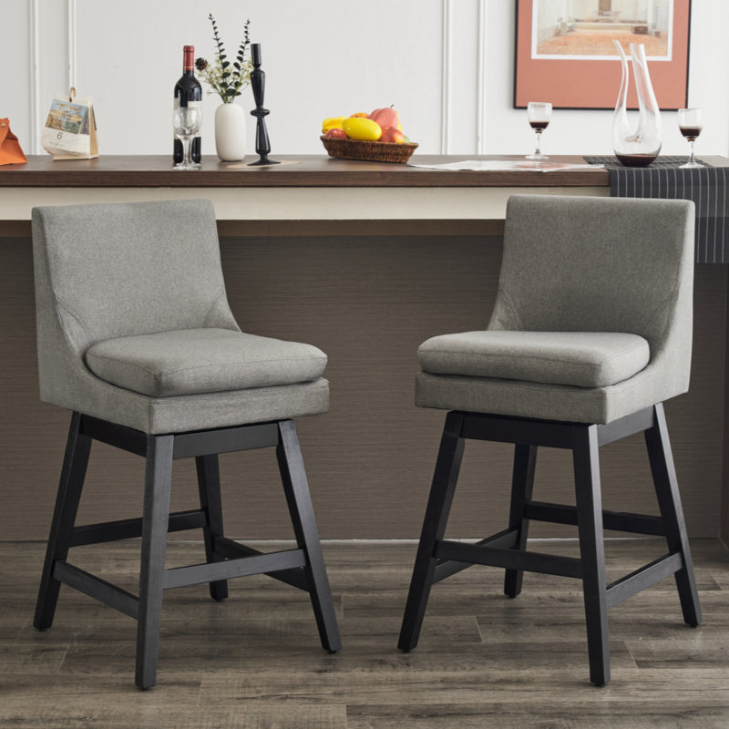 Karidee Swivel Upholstered Counter Stool, Gray