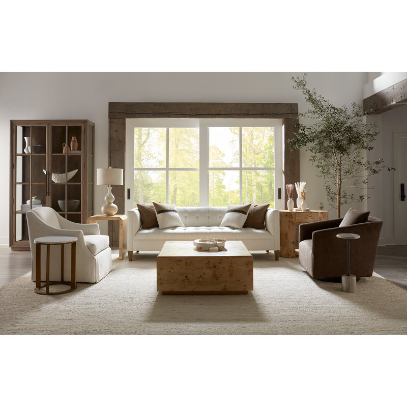 Dominique Leather Sofa, 90.25", 1111 Brown, Walnut
