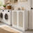 Double Tilt-Out Laundry Hamper Cabinet, Flip-Top Louvered 2-Section Storage Cabinet