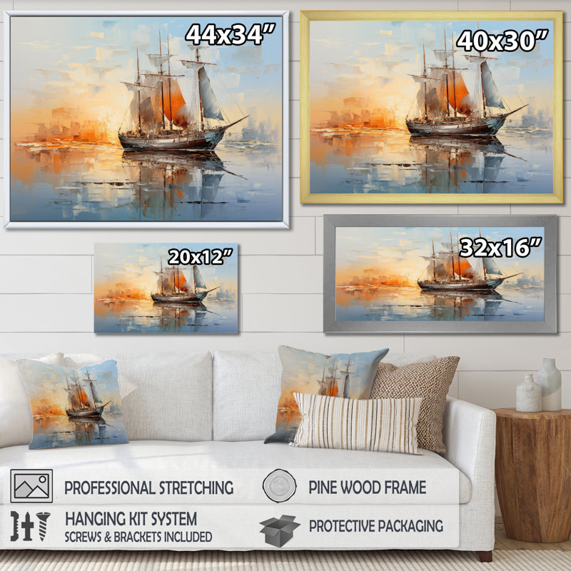 Boat Abstract Maritime Symphony IV - Boat Canvas Prints, H 30 po x l 40 po x P 1,5 po, Cadre photo noir