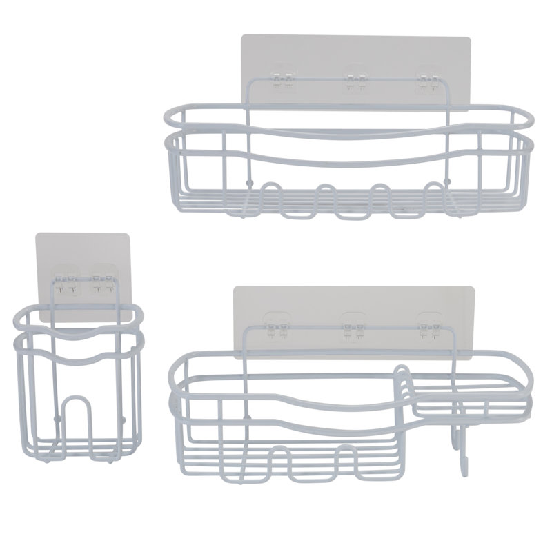  Ensemble de support de douche adhésif blanc 3 pièces Ultimate