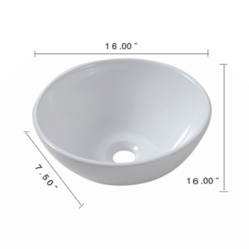 16"X16"  Ceramic Round Vessel Bathroom Sink