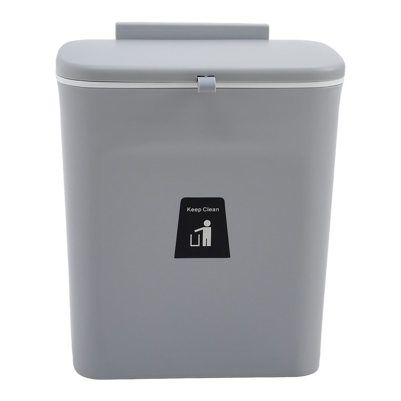 Suliko PP Open Kitchen Trash Can - 9L, Grey