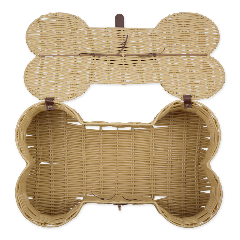 Panier à jouets en forme d'os, H 9 po x l 15 po x P 24 po, Beige