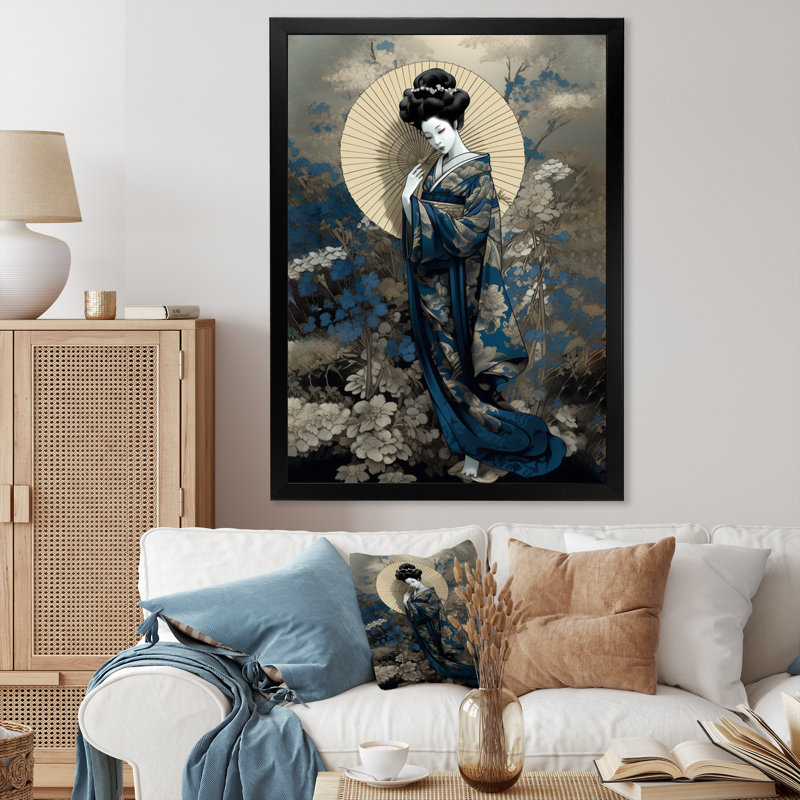 «Elegant Japanese Woman II», impression sur toile, Cadre photo noir, H 20 po x l 12 po x P 1 po