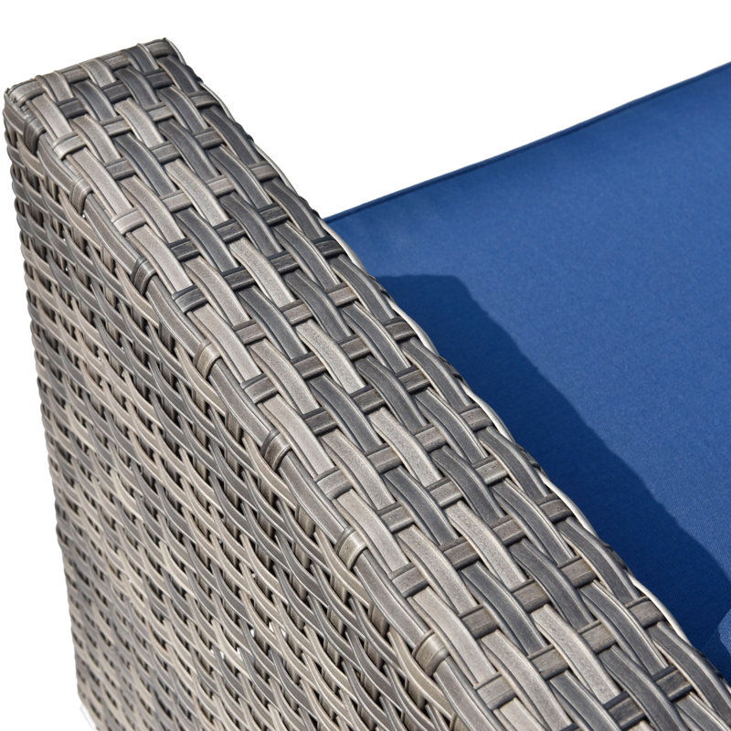 Ensemble de conversation pour 4 personnes avec coussins, Bleu