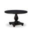 L'ensemble de salle à manger 7 pièces comprend une table ronde de style Mid-Century et 6 chaises en polyester gris foncé avec dossier haut, finition noire sablée.-1081838904-1086365533