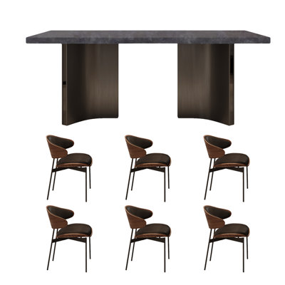 Rock Plate Dining Table And Chairs Rectangular Dining Set