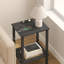 Table de bout en marbre noir avec station de charge, petite table d'appoint et table de chevet à 2 niveaux avec tablette de rangement pour le salon, la chambre à coucher et les petits espaces