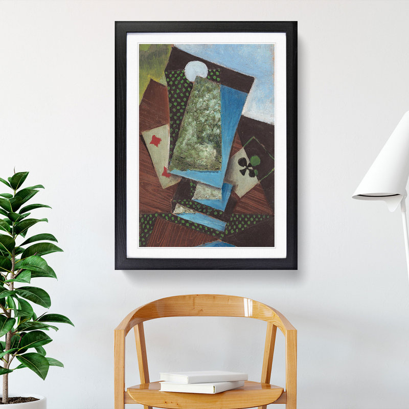 Playing Cards by Juan Gris - Picture Frame Painting, Black Framed, 65cm H x 48cm W x 2cm D