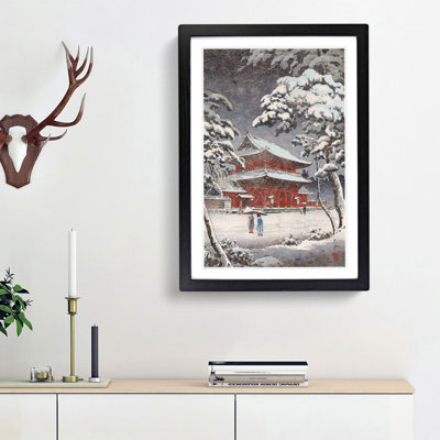 Zojoji Temple in Snow by Tsuchiya Koitsu - Framed Print