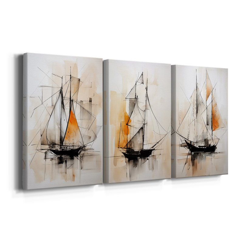 NAUTICAL Series CECXCI - Toile tendue sur mesure - 3 pièces, H 12 po x l 24 po