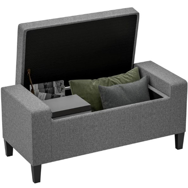 Atzel 36.25'' Tufted Rectangle Storage Ottoman,Storage Ottoman, Linen Upholstered Storage Bench with Lift Top and Button Tufted for Living Room,wood
